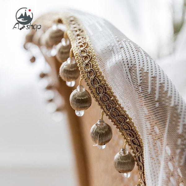 

curtain & drapes tulle beaded window screen nordic simple lace yarn wave light transmission customization for living dining room bedroom