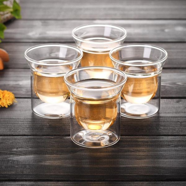 

mugs 80ml chinese glass cup double transparent insulated thickened heat resistant tea set