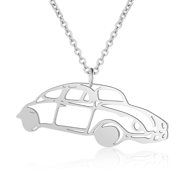 

pendant necklaces gold origami cars necklace ketting collier femme friend stainless steel women jewelry birthday gift, Silver
