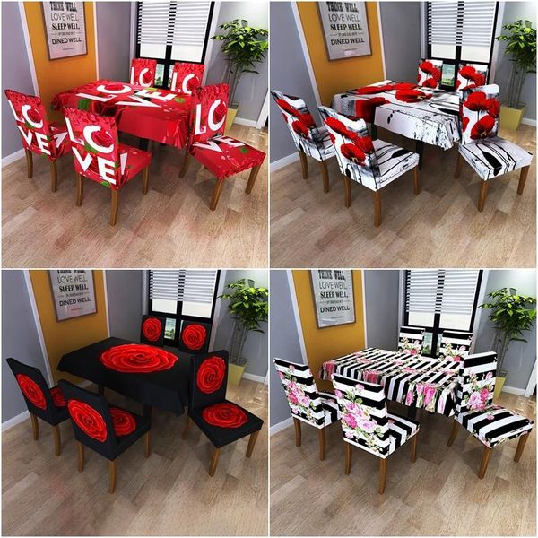 

table cloth rectangular valentine's day tablecloth love flower cover stretch dining chair covers romantic wedding decor