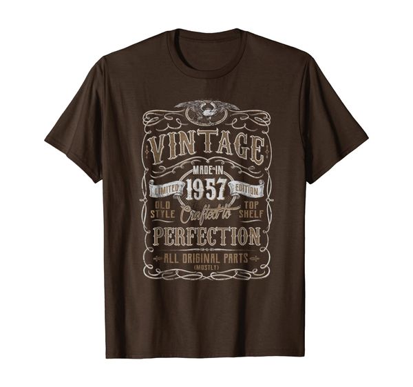

vintage 1957 birthday gift idea t shirt, White;black