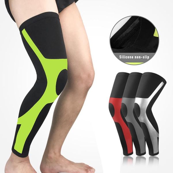 

running pants 2021 sports lengthen knee pad hiking leg supports full sleeve compression brace fitness elastic socks, Black;blue