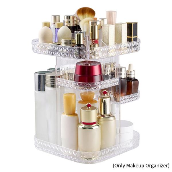

fashion storage box makeup organizer 360 degree rotating adjustable shelf height rotatable cosmetic rack deskboxes & bins