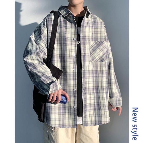 

men's casual shirts mens check shirt flannel brushed polyester full sleeves slim fit plus size full-sleeved over, White;black