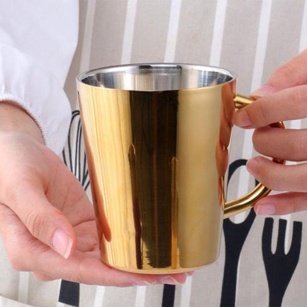 

mugs 300ml stainless steel coffee mug portable milk cup with handle double wall rainbow cups travel tumbler tea