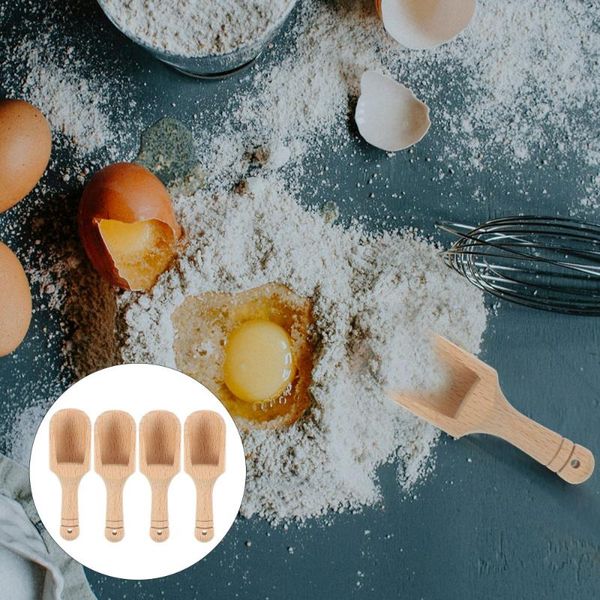 

spoons 4pcs bath salt shovels mini scoop wooden teaspoon powder wood teaware