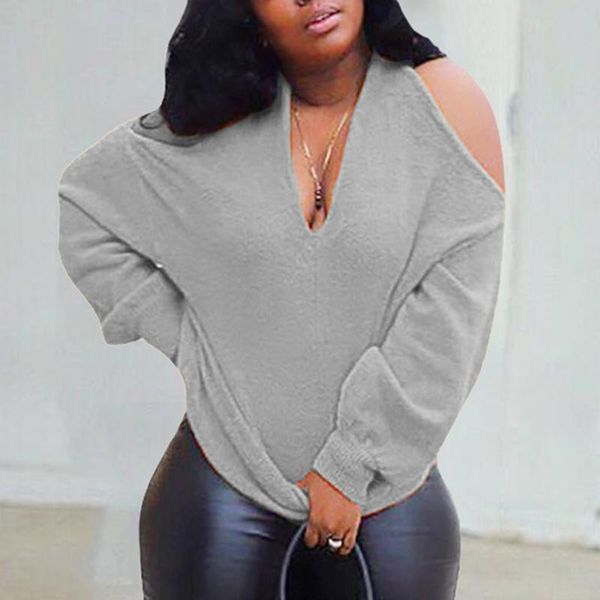 

women's sweaters off the shoulder stylish v neck long sleeve soft casual women sweater a66, White;black