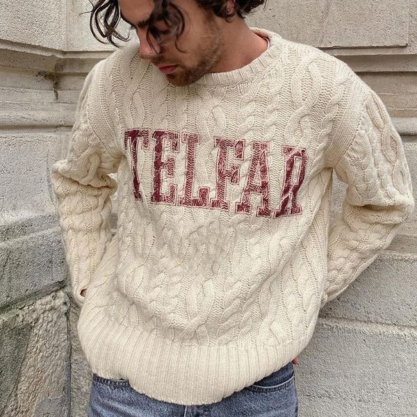 

men's jackets winter sweater for men fashion solid long sleeve thick o-neck slim knit pullover print, Black;brown