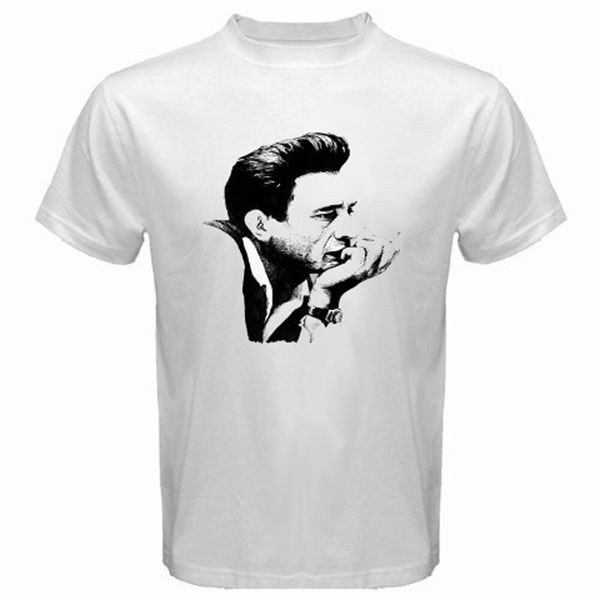 

JOHNNY CASH Men's White T-Shirt Size S to 3XL, White;black