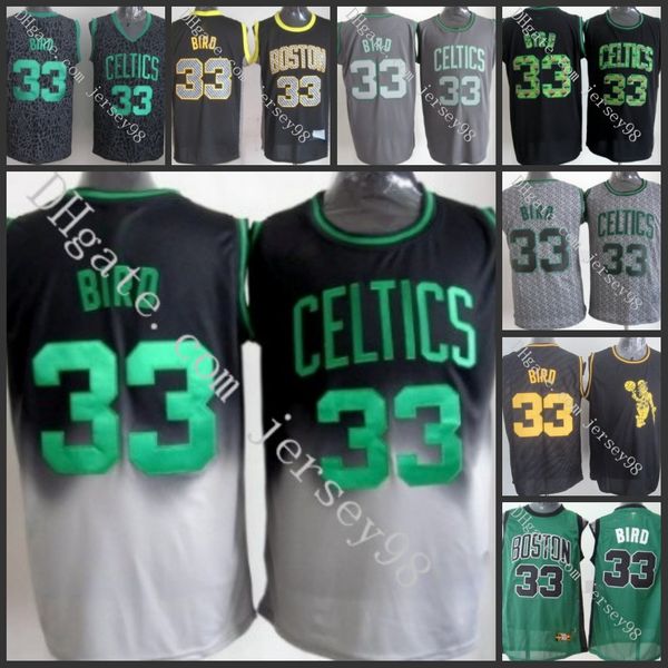 

boston celtics men green #33 larry bird lewis retro basketball jersey, Black