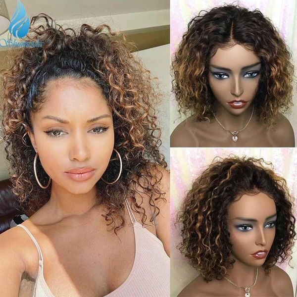 

13*6 ombre color lace front wigs 150 density middle ratio glueless human hair brazilian remy wig with baby1, Black;brown