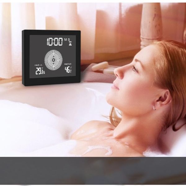 

digital bathroom wall clock ip65 waterproof temperature humidity countdown time function wash shower hangingclock timer desk & table clocks
