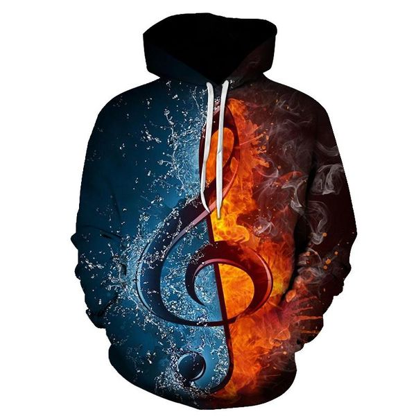 

men's hoodies & sweatshirts fashion novelty streetwear hoodie men pullover shirts musical note 3d print hooded sweatshirt piano harajuk, Black