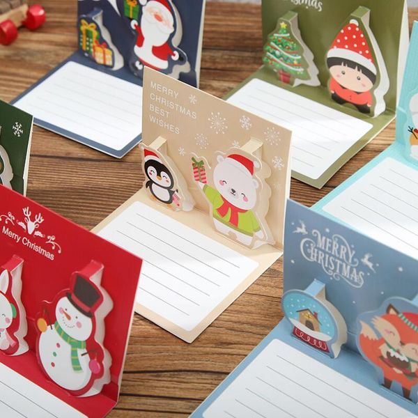

greeting cards 20pcs/lot three-dimensional christmas card cute cartoon message day send friends and family gift