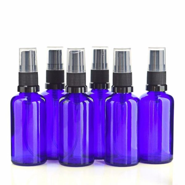 

storage bottles & jars 6pcs empty refillable 50ml cobalt blue glass perfume spray with fine mist sprayer for essential oil parfum aromathera