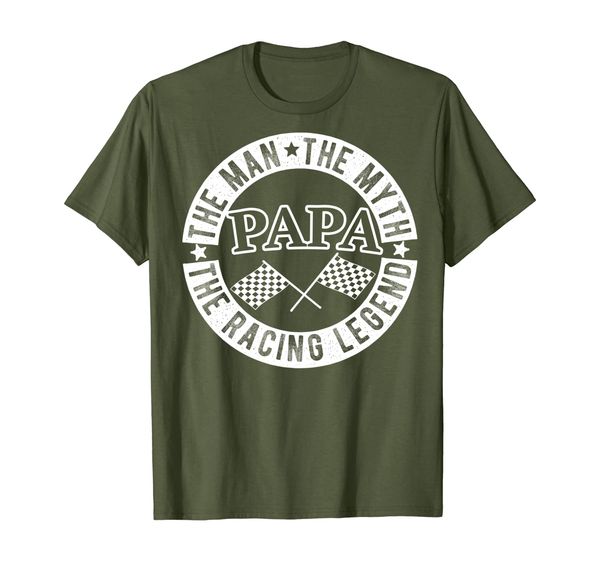 

man papa the myth racing t-shirt retire papa legend, White;black