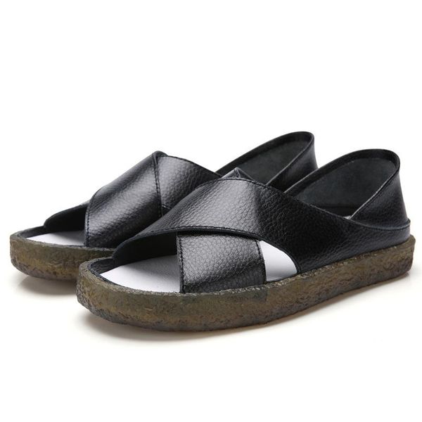 

sandals 2021 summer leather fashion comfortable soft bottom women shoes zde1559, Black