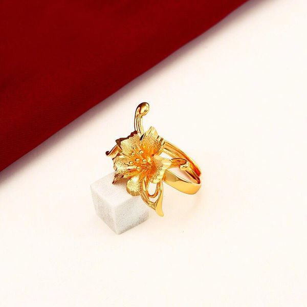 

wedding rings mxgxfam 24 k pure gold color flower ( adjusted ) for women mother friends girls nickel xp jewelry, Slivery;golden