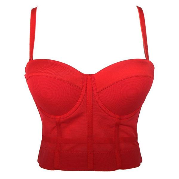 

women's tanks & camis women mesh bustier crop push up padded bralette club party wedding corset bra sling vest, White
