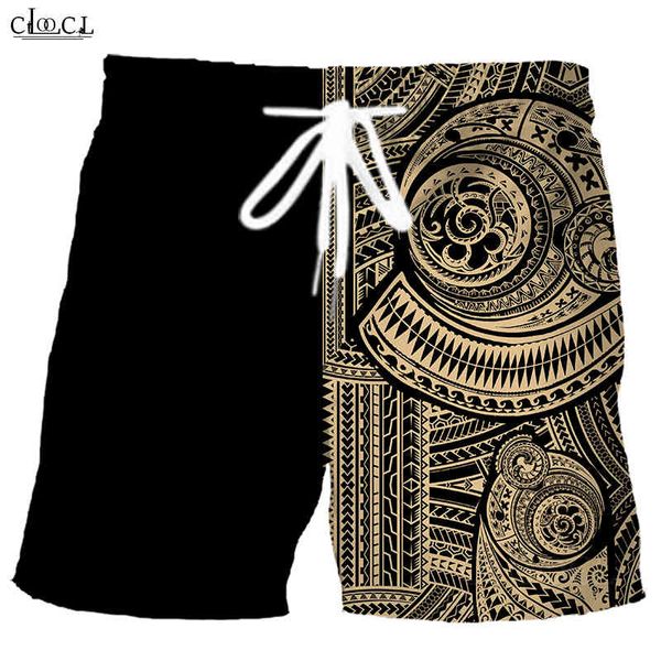 CLOOCL Tatuaggio vichingo Stile polinesiano Stampa 3D Moda uomo Pantaloncini Estate New Harajuku Hip Hop Pantaloncini da spiaggia per il tempo libero Drop Shipping X0316