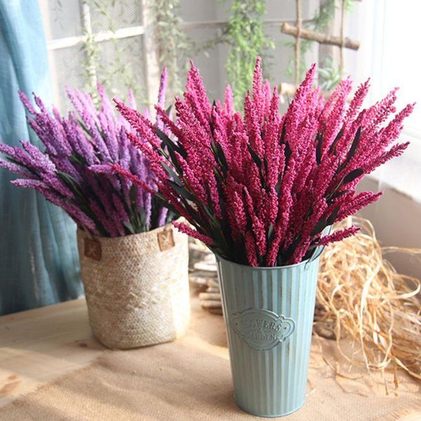 

1pcs 12head pe foam lavender bouquet wedding home decor accessories for fake floristics vases diy wreath artificial flowers decorative & wre