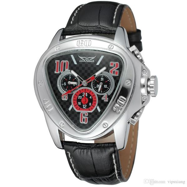 

luxury sport racing mens watches men triangle shape automatic mechanical auto date wristwatch relogio military, Slivery;brown