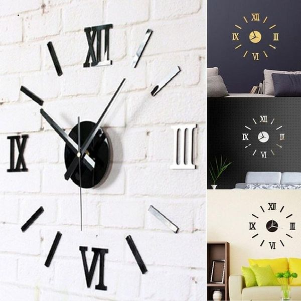 

wall clocks 3d acrylic roman numerals clock diy self adhesive stickers home art decorations
