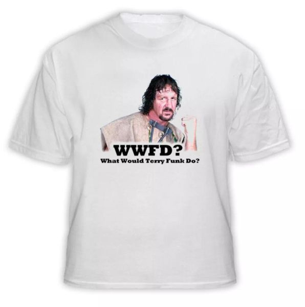 

terry funk wwfd wrestling what what terry funk dot t shirt, White;black