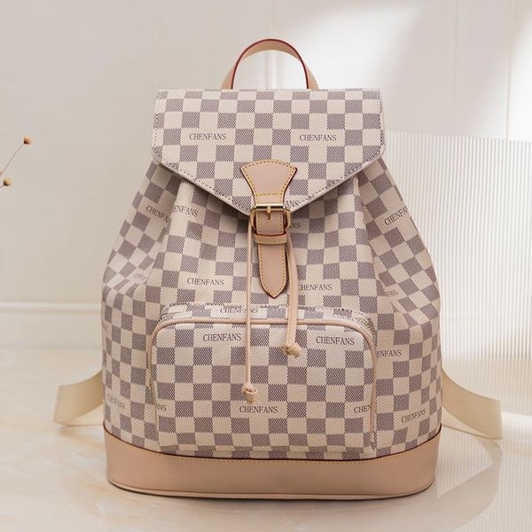 

backpack shoulder bag 2021 fashion large capacity female school plaid drawstring outdoor