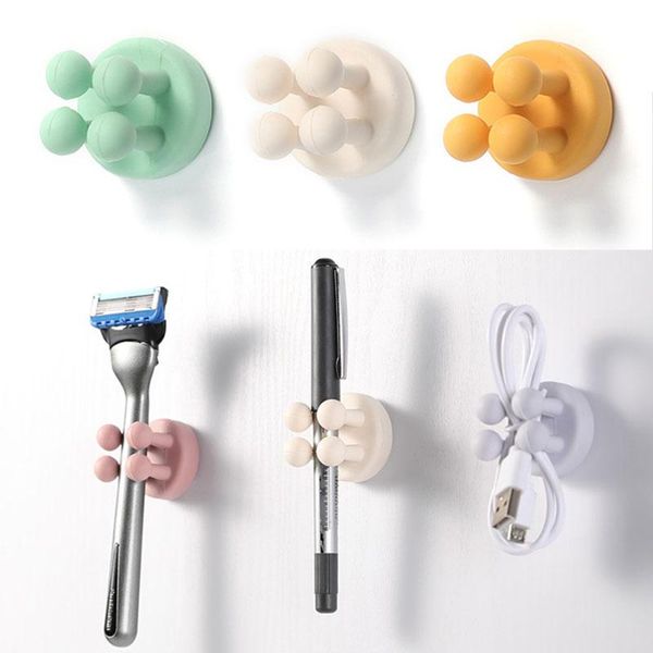 

hooks & rails adhesive silicone self holders plug cable towel key kitchen bathroom home office storage supplies