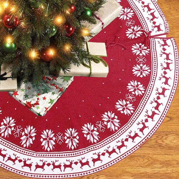 

christmas decorations 2021 elk print tree skirt mat knitted acrylic apron