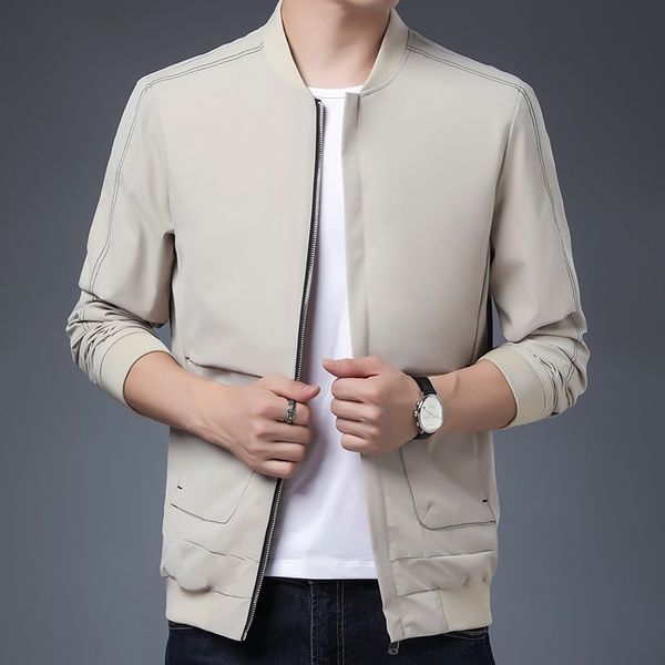 

business leisure 2020 autumn trend versatile men's slim baseball jacket handsome korean stand collar jacket, Black;brown