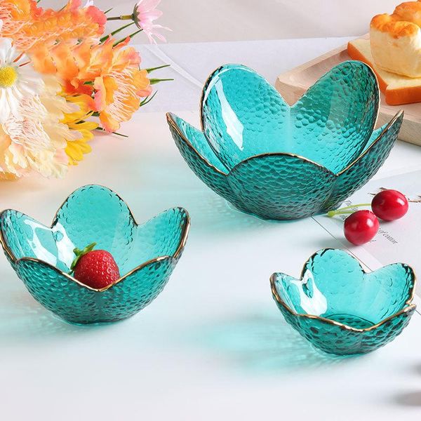 

bowls creative gilt-edged salad bowl hammer clear glass home fruit