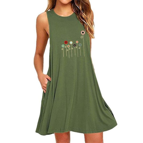 

ladies sleeveless fashion new style vintage beach summer dress casual loose women dress print dresses plus size 5xl 210423, Black;gray