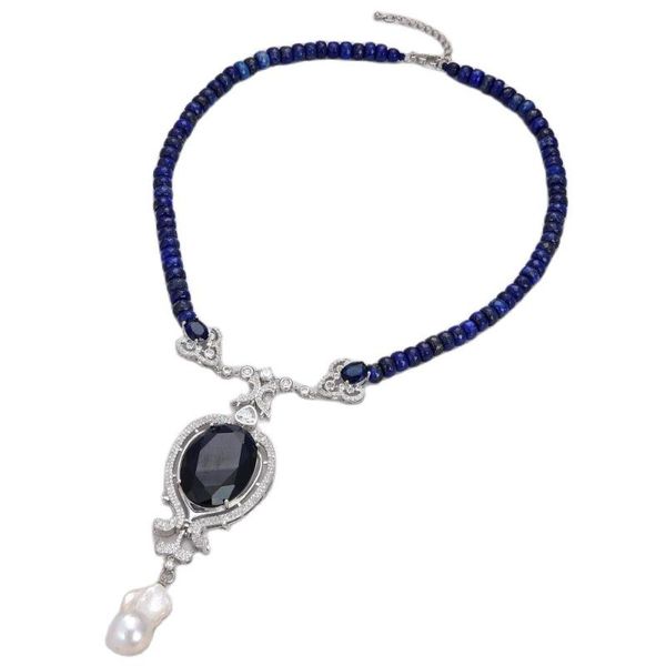 

pendant necklaces jk faceted rondelle lapis necklace keshi pearl cubic zirconia pave silver color plated 19'' for women