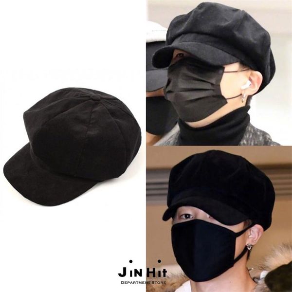 

stingy brim hats kpop fashion octagonal hat autumn and winter short corduroy couple decorative cap p20, Blue;gray