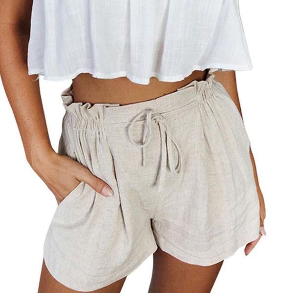 

women's shorts korean street style women mid waist solid trousers with pockets fashion elastic bow for 2021 ladies, White;black