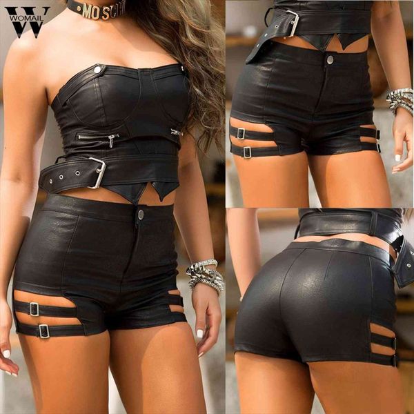 

summer black leather mini women shorts slim hip casual m515, White;black