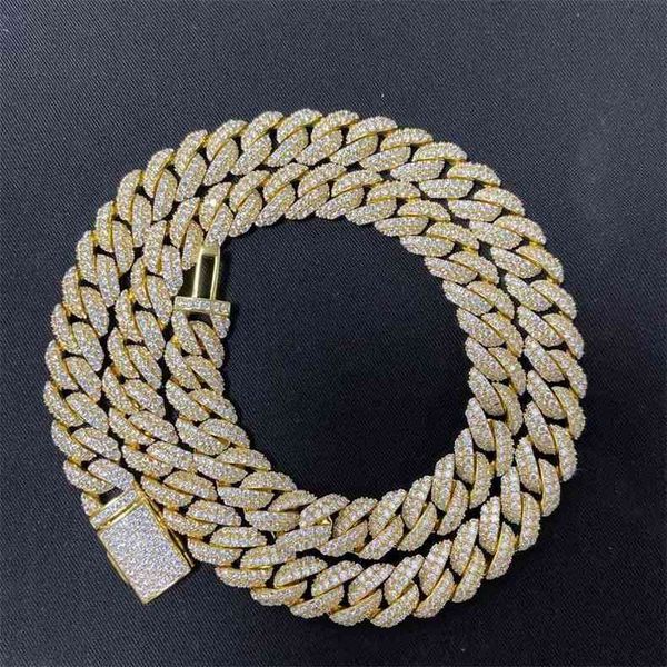 

necklaces 16 inch 925 sterling silver setting iced out diamond hip hop cuban link chain moissanite necklace for mens 25dj fvk5