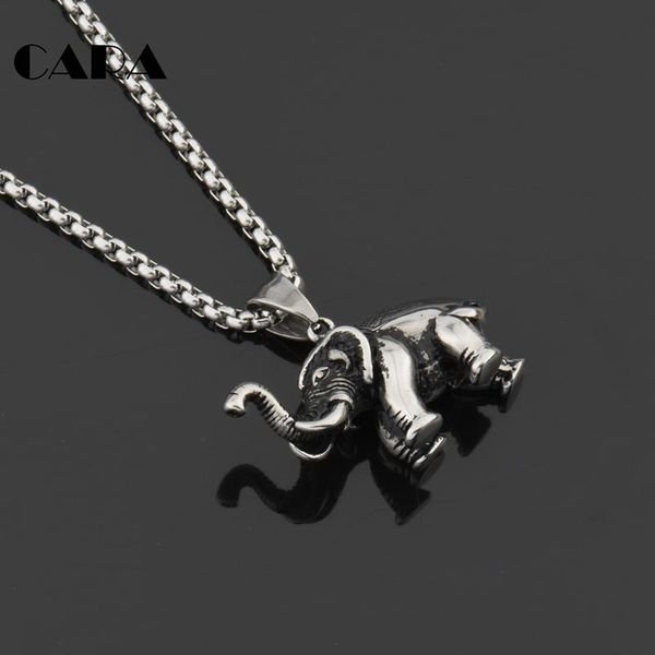 

pendant necklaces arrival lucky vintage 316l stainless steel solid elephant necklace men's fashion jewelry cagf0151, Silver