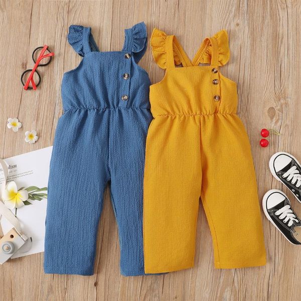 

jumpsuits toddler girl overall kids button baby girls jumpsuit outdoor clothing children pants bib trousers, Blue
