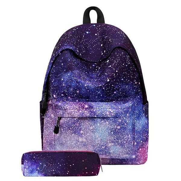 

outdoor bags women canvas backpack stylish galaxy star universe space girls school