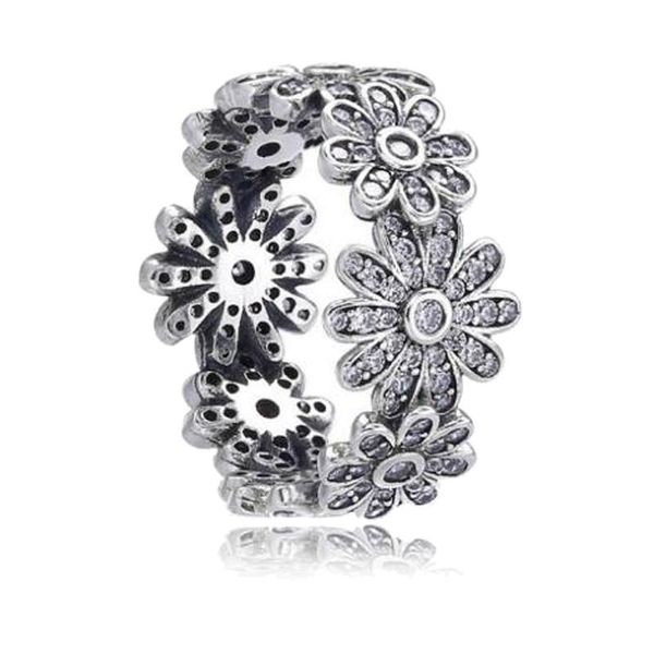 

cluster rings real vintage 925 sterling silver ring lady dazzling daisy for women wedding engagement gift fashion jewelry, Golden;silver