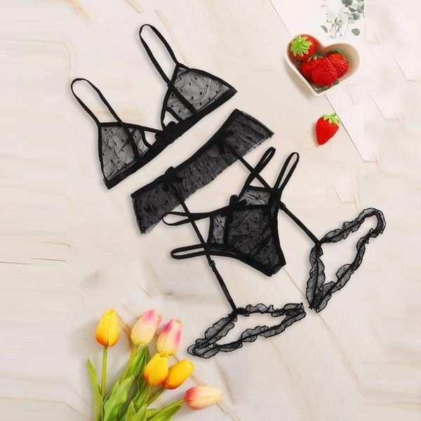 

bras sets women lingerie set lace garter transparent mesh sheer g-string exotic bandage thong nightwear underwear babydolls, Red;black