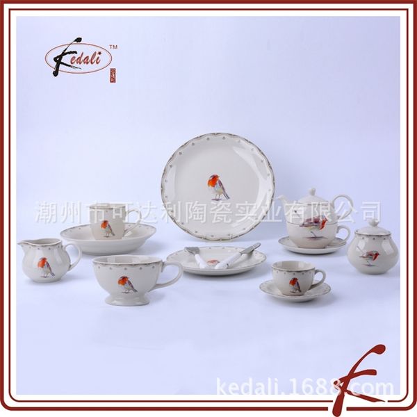 

spanish european tableware set oil painting bird pattern ceramic teapot
