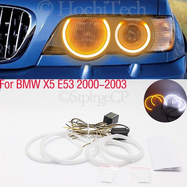 

cotton light led angel eyes white and yellow drl kit for x5 e53 pre facelift 2000 2001 2002 2003 car accessories other lighting system