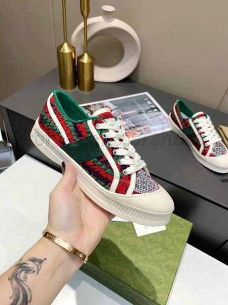 

tennis 1977 printing green red web stripe shoes 2021ss italy luxury womens sneaker low-lace-up cellulose grid sneakers designers casual trai, Black