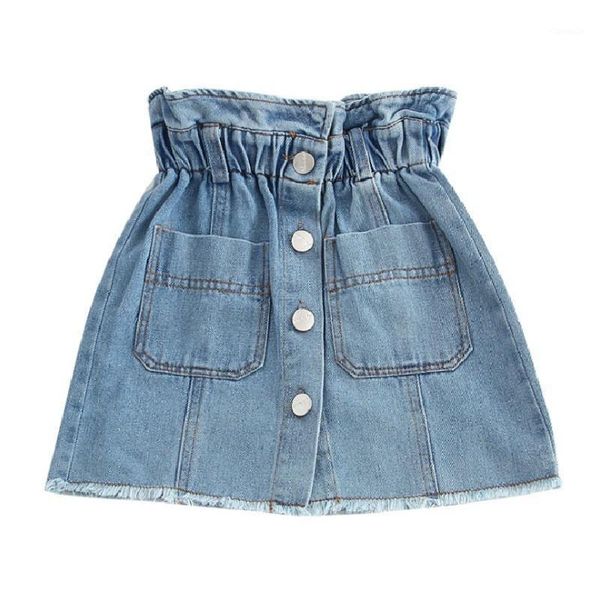 

kids girls denim skirt fashion baby skirts for spring autumn children's jeans half half-length short 2021, Blue