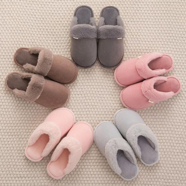 

slippers men's large size waterproof home plus velvet warm shoes cotton, Black