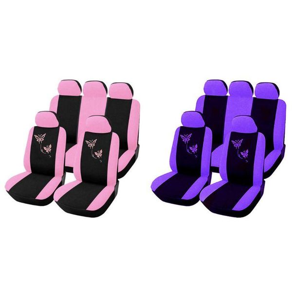 

seat cushions 9pcs/set car universal covers set butterfly embroidery auto protector 1xcf